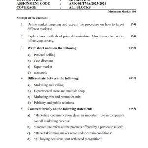 IGNOU AMK-01 Solved Assignment 2023-24 English Medium