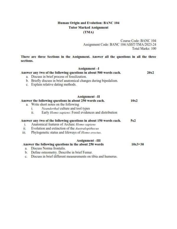 IGNOU BANC-104 Solved Assignment 2023-24 English Medium