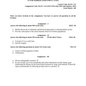 IGNOU BANC-114 Solved Assignment 2023-24 English Medium