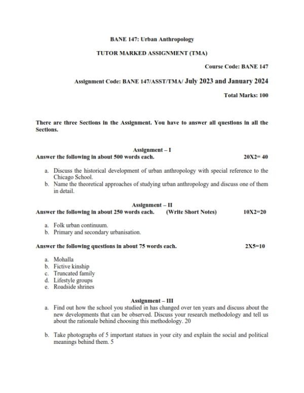 IGNOU BANE-147 Solved Assignment 2023-24 English Medium