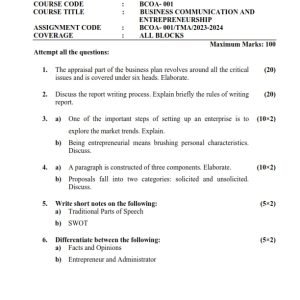 IGNOU BCOA-001 Solved Assignment 2023-24 English Medium