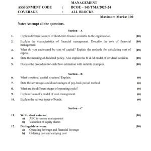 IGNOU BCOE-143 Solved Assignment 2023-24 English Medium