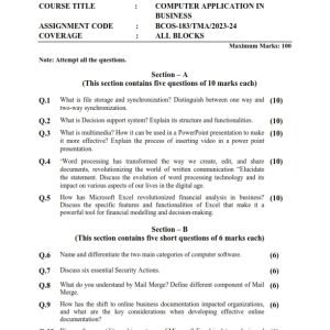 IGNOU BCOS-183 Solved Assignment 2023-24 English Medium