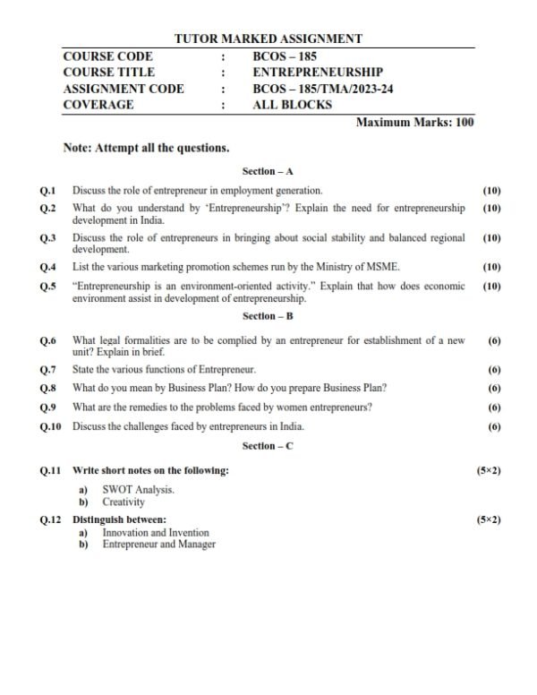 IGNOU BCOS-185 Solved Assignment 2023-24 English Medium
