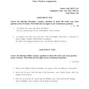 IGNOU BECC-134 Solved Assignment 2023-24 English Medium