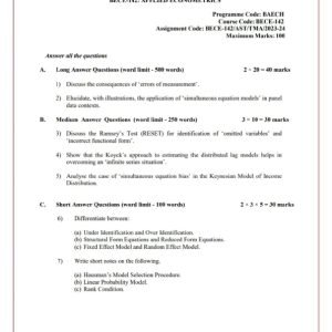 IGNOU BECE-142 Solved Assignment 2023-24 English Medium