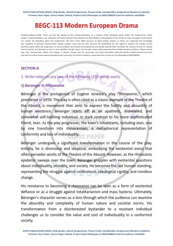 IGNOU BEGC-113 Solved Assignment 2023-24 English Medium