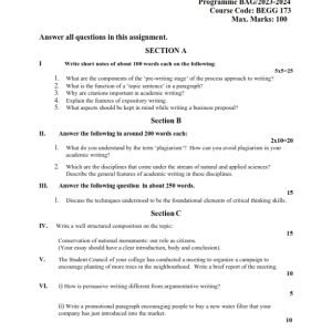 IGNOU BEGG-173 Solved Assignment 2023-24 English Medium