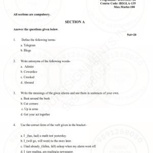 IGNOU BEGLA-135 Solved Assignment 2023-24 English Medium