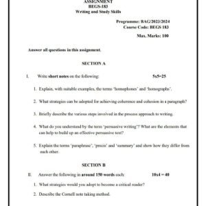 IGNOU BEGS-183 Solved Assignment 2023-24 English Medium