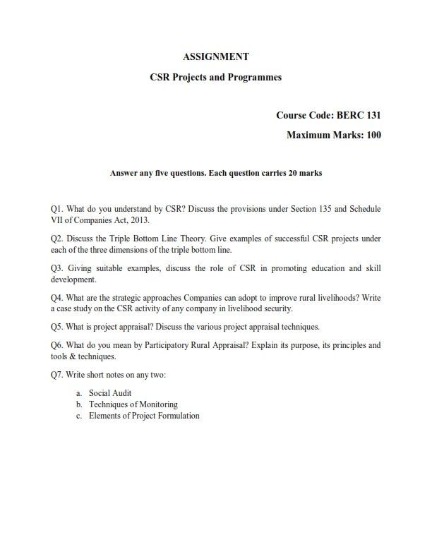 IGNOU BERC-131 Solved Assignment 2023-24 English Medium