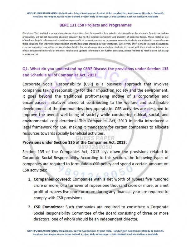 IGNOU BERC-131 Solved Assignment 2023-24 English Medium