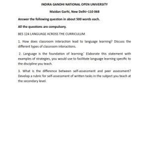 IGNOU BES-124 Solved Assignment 2023-24 English Medium