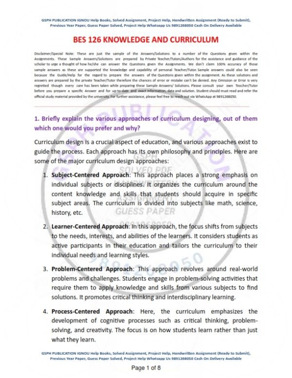 IGNOU BES-126 Solved Assignment 2023-24 English Medium