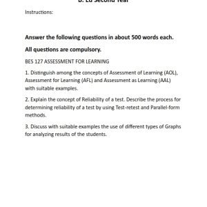 IGNOU BES-127 Solved Assignment 2023-24 English Medium