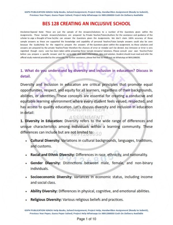 IGNOU BES-128 Solved Assignment 2023-24 English Medium