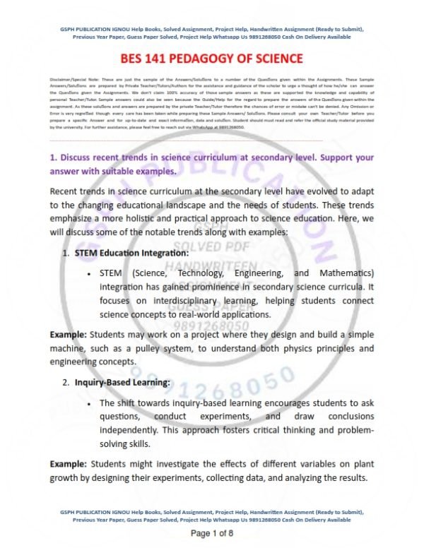 IGNOU BES-141 Solved Assignment 2023-24 English Medium