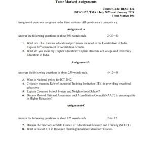 IGNOU BESC-132 Solved Assignment 2023-24 English Medium