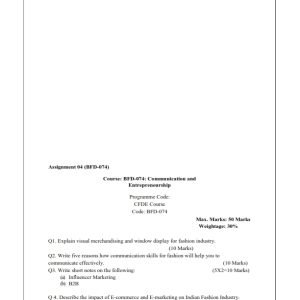 IGNOU BFD-074 Solved Assignment 2023 English Medium