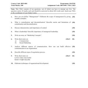 IGNOU BFO-001 Solved Assignment 2023-24 English Medium
