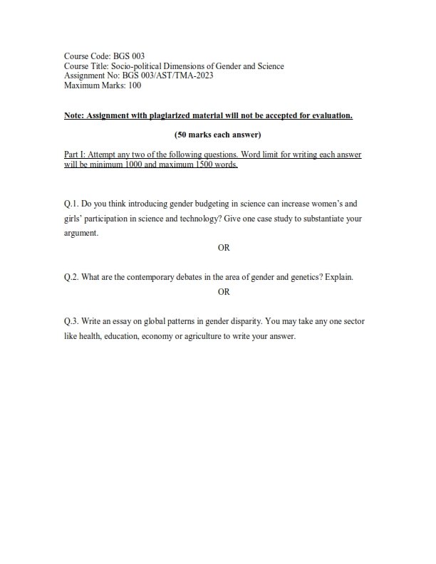 IGNOU BGS-003 Solved Assignment 2023-24 English Medium