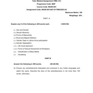 IGNOU BGSE-1 Solved Assignment 2023-24 English Medium