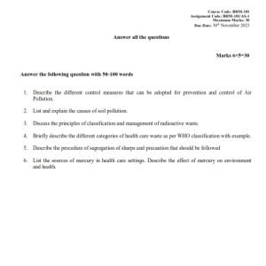 IGNOU BHM-101 Solved Assignment 2023 English Medium