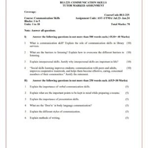 IGNOU BLI-225 Solved Assignment 2023-24 Hindi Medium