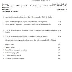 IGNOU BLIE-226 Solved Assignment 2023-24 English Medium