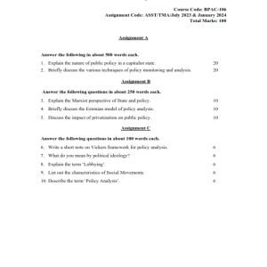 IGNOU BPAC-106 Solved Assignment 2023-24 English Medium