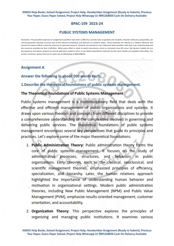 IGNOU BPAC-109 Solved Assignment 2023-24 English Medium