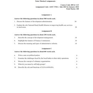 IGNOU BPAC-113 Solved Assignment 2023-24 English Medium