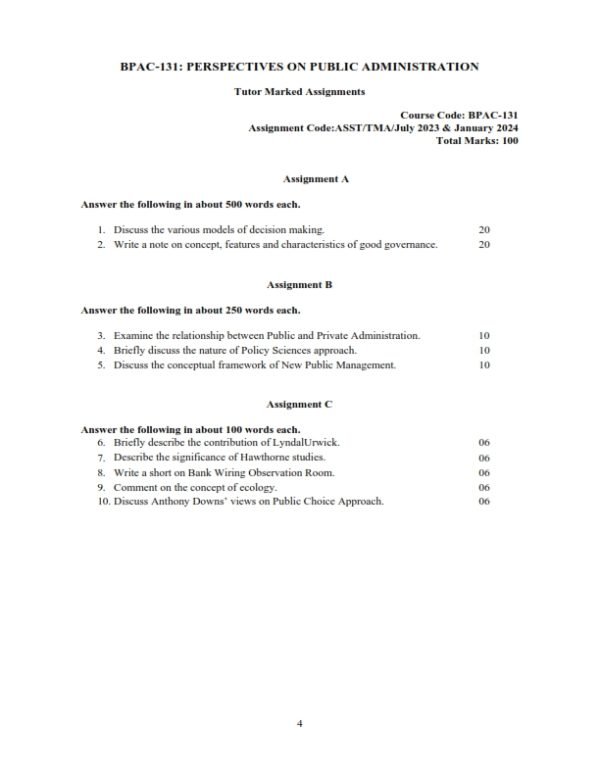 IGNOU BPAC-131 Solved Assignment 2023-24 English Medium
