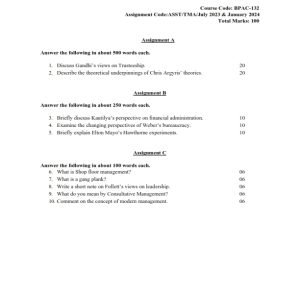 IGNOU BPAC-132 Solved Assignment 2023-24 English Medium