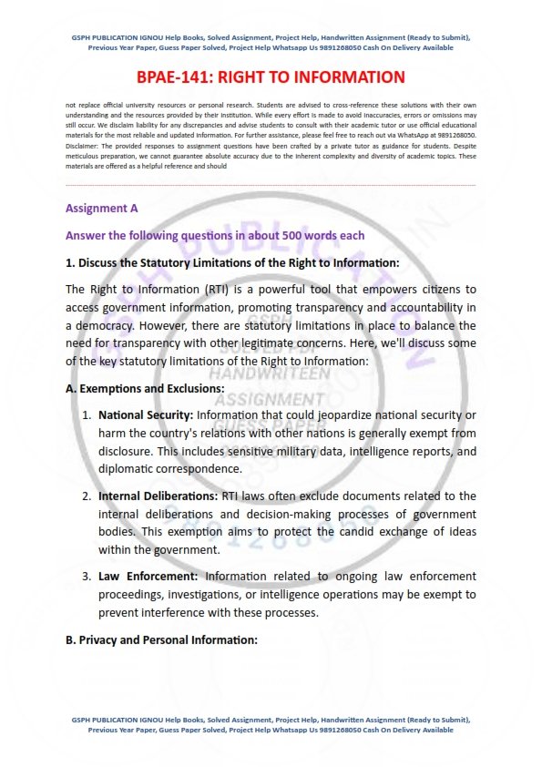 IGNOU BPAE-141 Solved Assignment 2023-24 English Medium