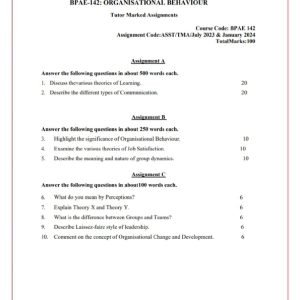 IGNOU BPAE-142 Solved Assignment 2023-24 English Medium