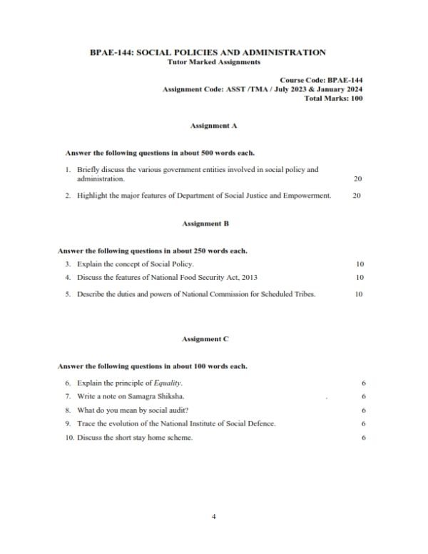IGNOU BPAE-144 Solved Assignment 2023-24 English Medium
