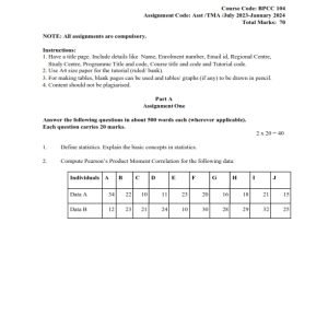 IGNOU BPCC-104 Solved Assignment 2023-24 English Medium