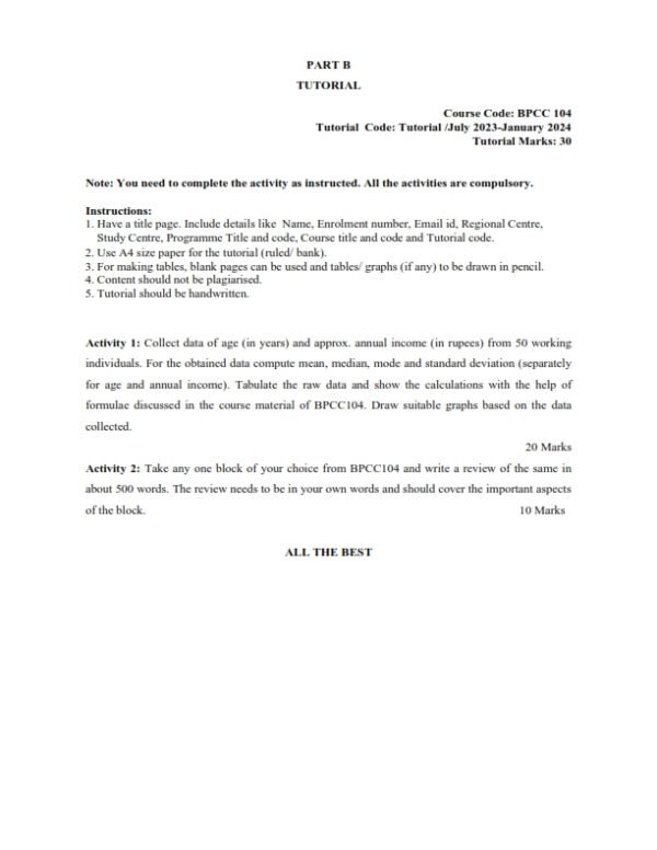 IGNOU BPCC-104 Solved Assignment 2023-24 English Medium