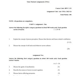 IGNOU BPCC-132 Solved Assignment 2023-24 English Medium