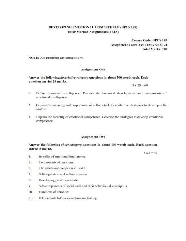 IGNOU BPCS-185 Solved Assignment 2023-24 English Medium