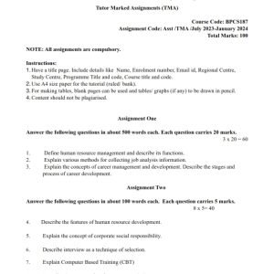 IGNOU BPCS-187 Solved Assignment 2023-24 English Medium
