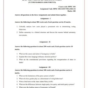 IGNOU BPSC-104 Solved Assignment 2023-24 English Medium