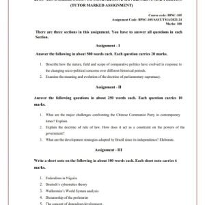 IGNOU BPSC-105 Solved Assignment 2023-24 English Medium