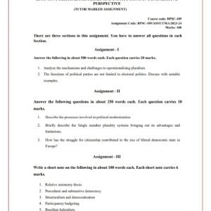 IGNOU BPSC-109 Solved Assignment 2023-24 English Medium