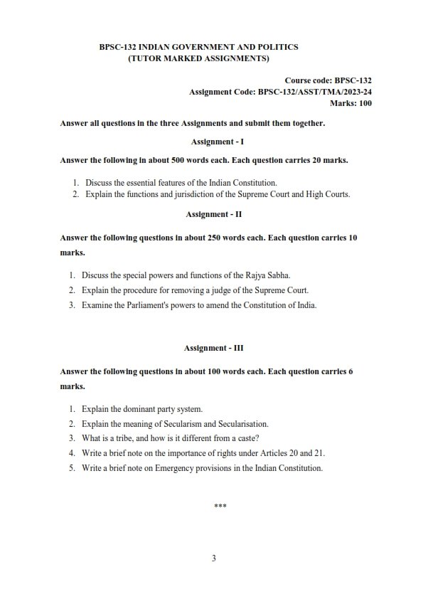 IGNOU BPSC-132 Solved Assignment 2023-24 English Medium