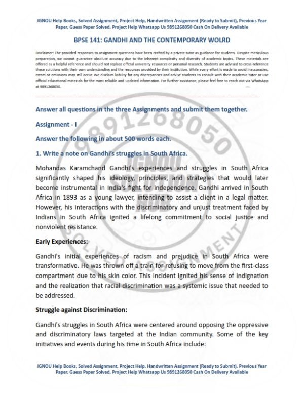 IGNOU BPSE-141 Solved Assignment 2023-24 English Medium