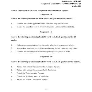 IGNOU BPSE-143 Solved Assignment 2023-24 English Medium