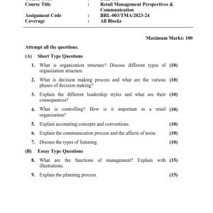 IGNOU BRL-003 Solved Assignment 2023-24 English Medium
