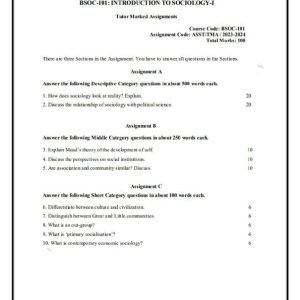 IGNOU BSOC-101 Solved Assignment 2023-24 English Medium